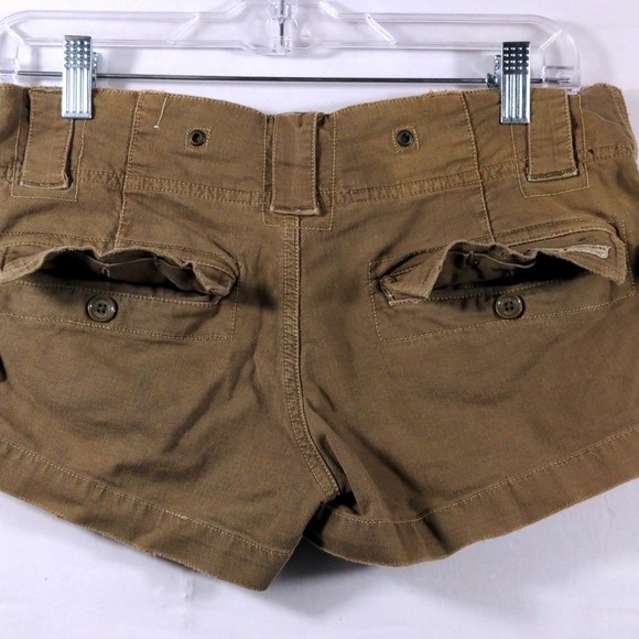 Vtg American Eagle Womens 2 Cargo Shorts Cotton Khaki Brown Low Rise Utility Y2K - Picture 14 of 14